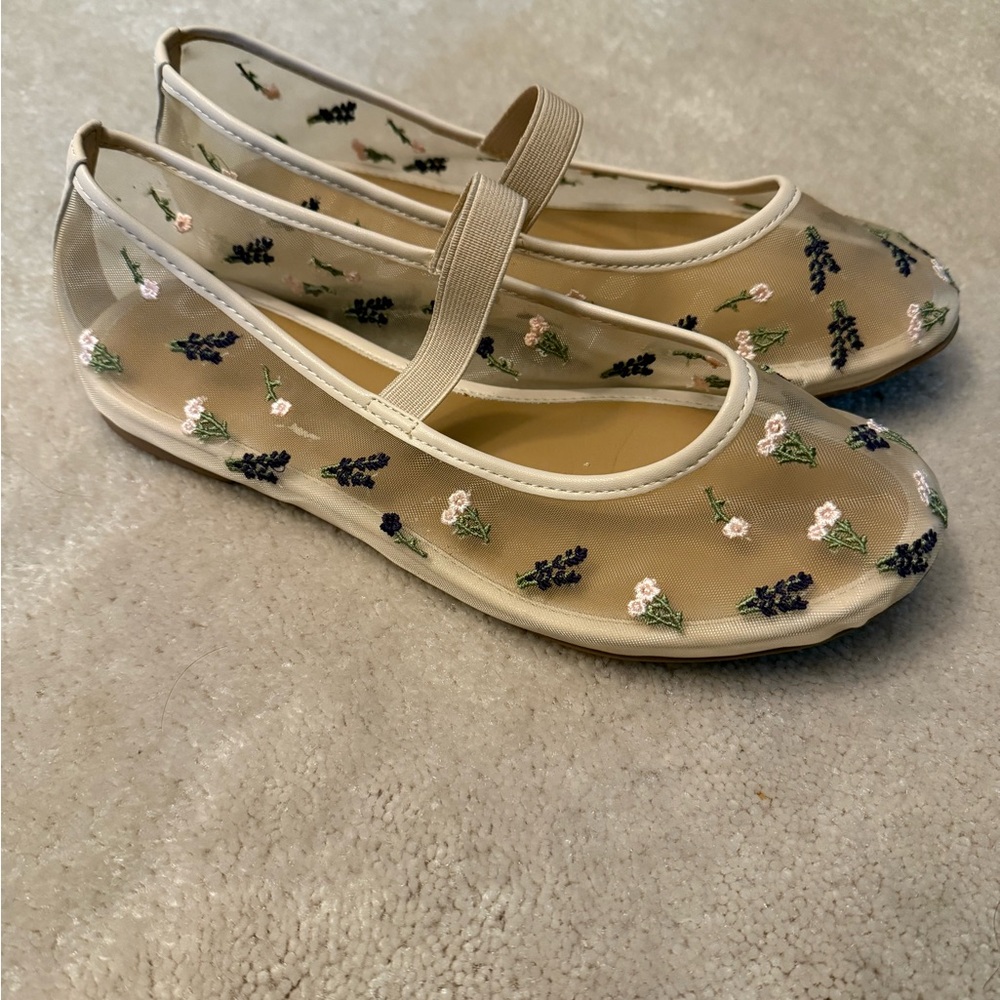 Floral Mesh Ballet Flats